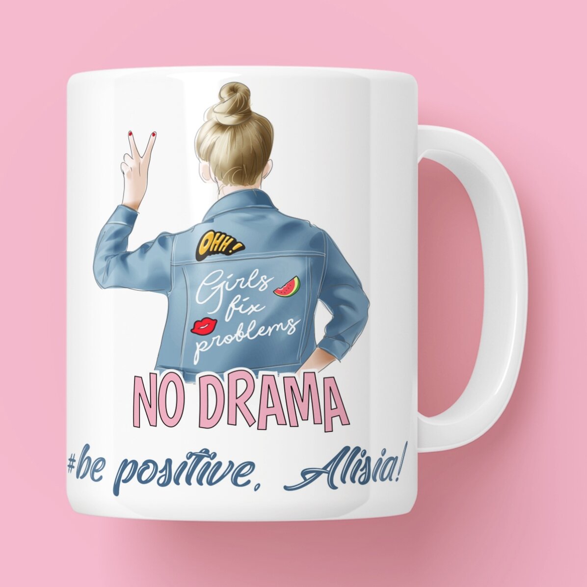 Cană personalizată cu text - No drama