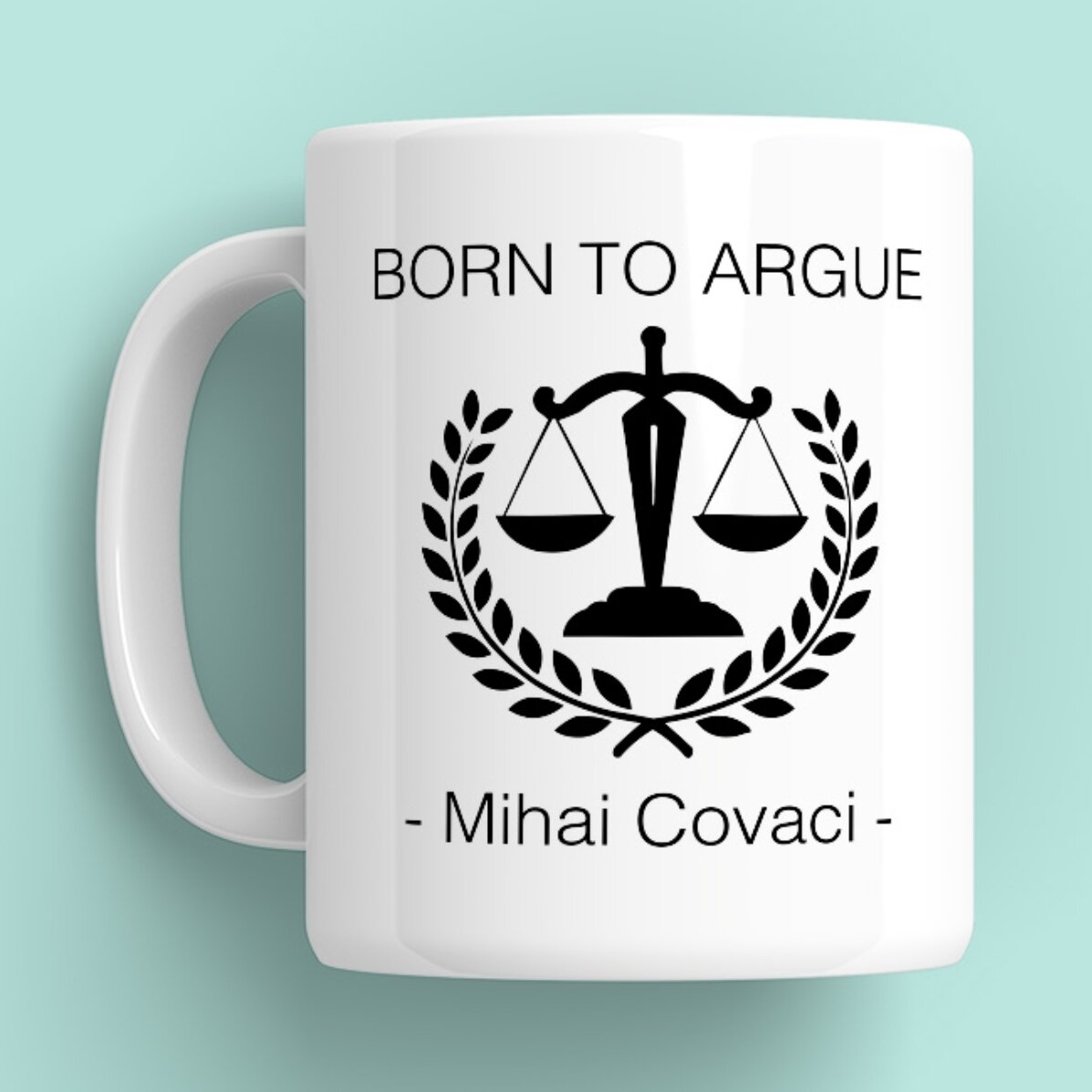 Cană personalizată cu text pentru avocați - Born to argue