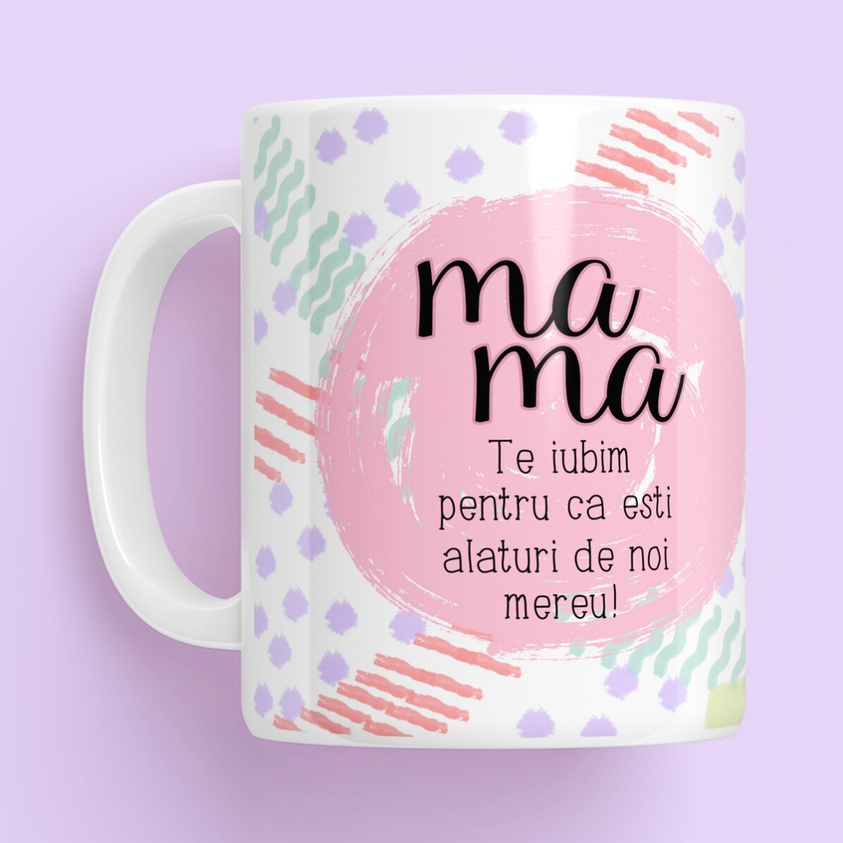 Cană personalizată cu text pentru mama - Pastel