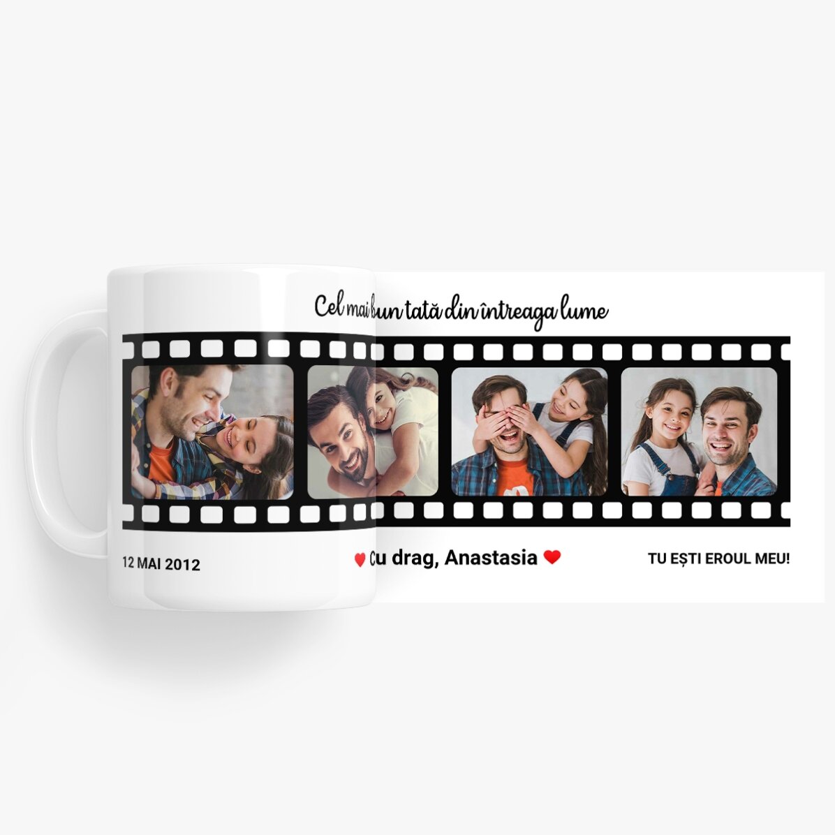 Cană personalizată cu text și 4 poze - Cele mai dragi amintiri