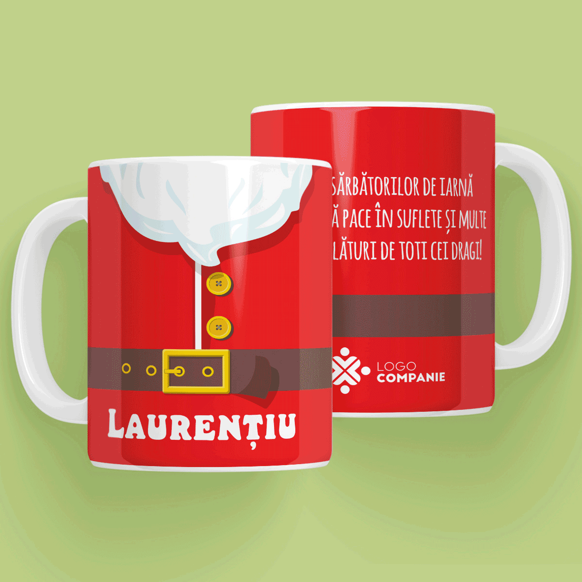 Cană personalizată cu text și logo - Cana Moșului