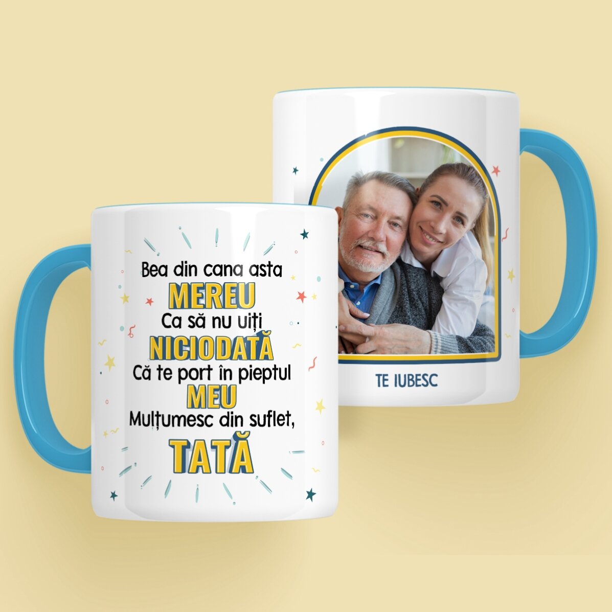 Cană personalizată cu mesaj și poză pentru tata x Flick