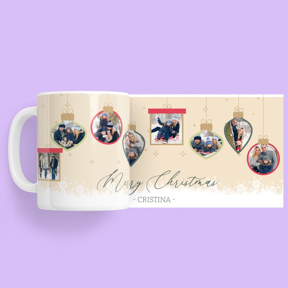 Cană personalizată cu text și poze - Amintiri de Crăciun