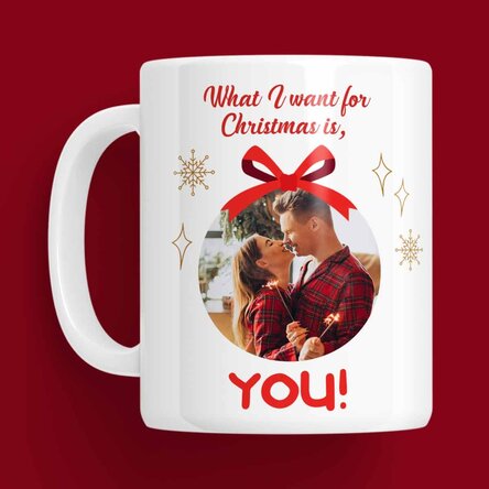 Cană personalizată cu text și poze - What I want for Christmas
