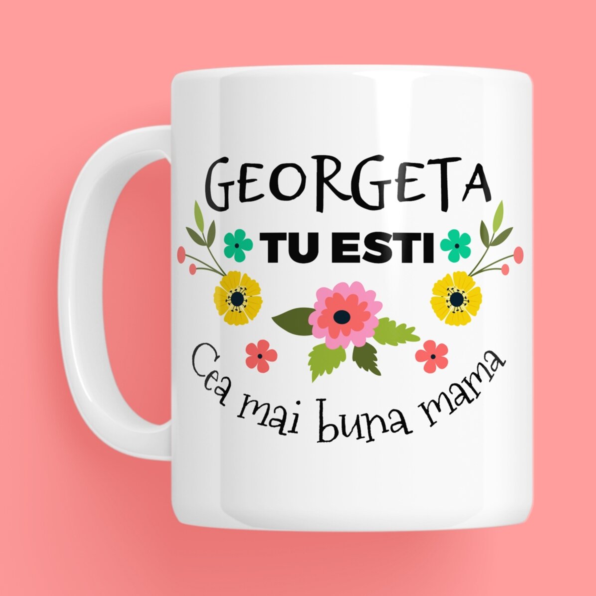 Cană personalizată cu text - Spring flowers