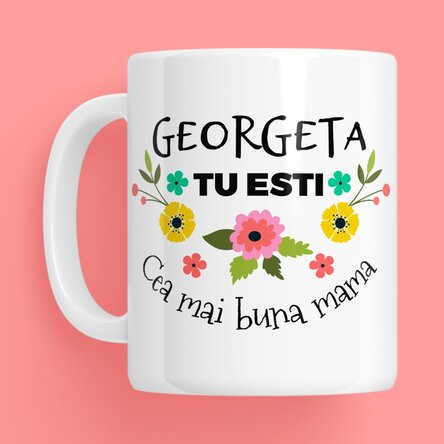 Cană personalizată cu text - Spring flowers