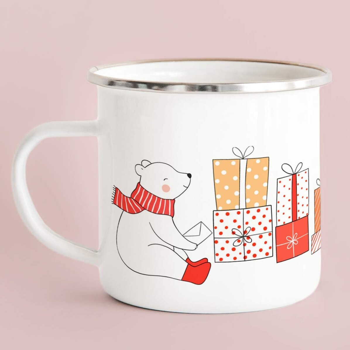 Cană emailată personalizată cu text - Ursuleț