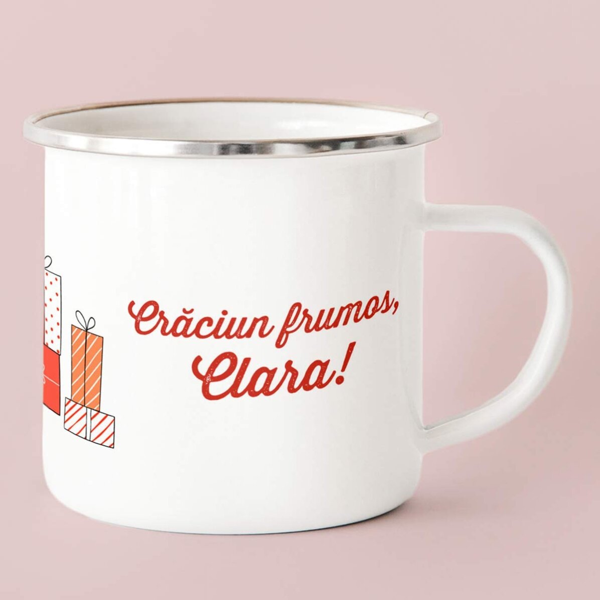 Cană emailată personalizată cu text - Ursuleț