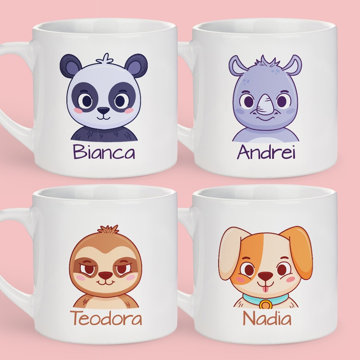 Cană personalizată pentru copii cu nume - Animăluț simpatic