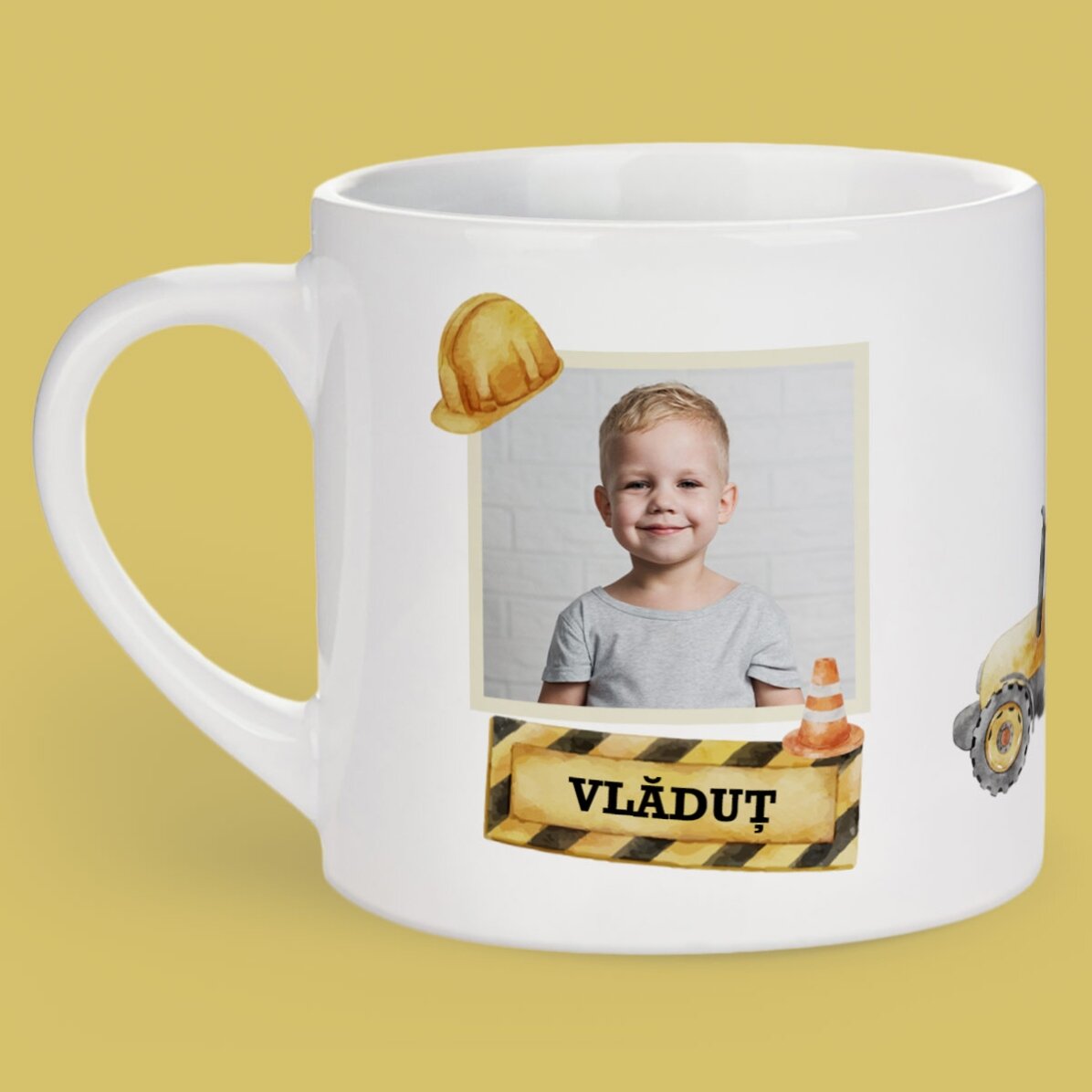 Cană personalizată pentru copii cu poză și mesaj - Utilaje
