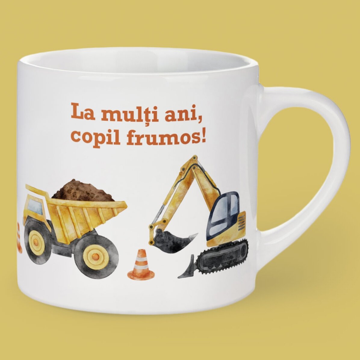 Cană personalizată pentru copii cu poză și mesaj - Utilaje