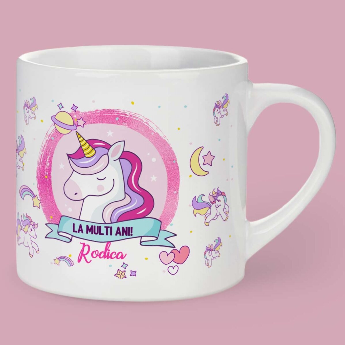 Cană personalizată pentru copii cu text - Unicorni