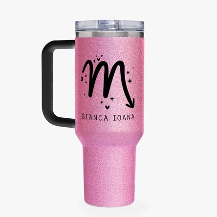 Cană termos cu mâner și pai personalizată cu mesaj - Zodia Scorpion