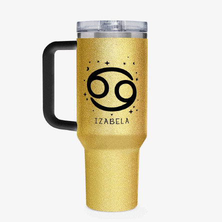 Cană termos cu mâner și pai personalizată - Zodie