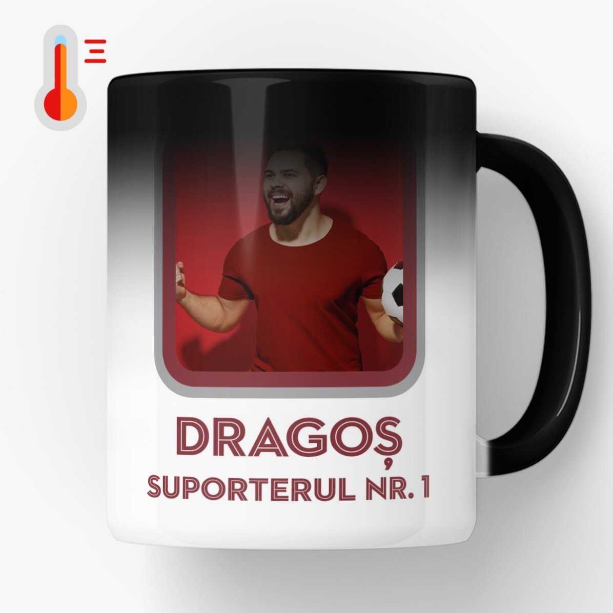 Cană termosensibilă FC Rapid 1923 personalizată cu poză și text - Suporterul nr. 1 