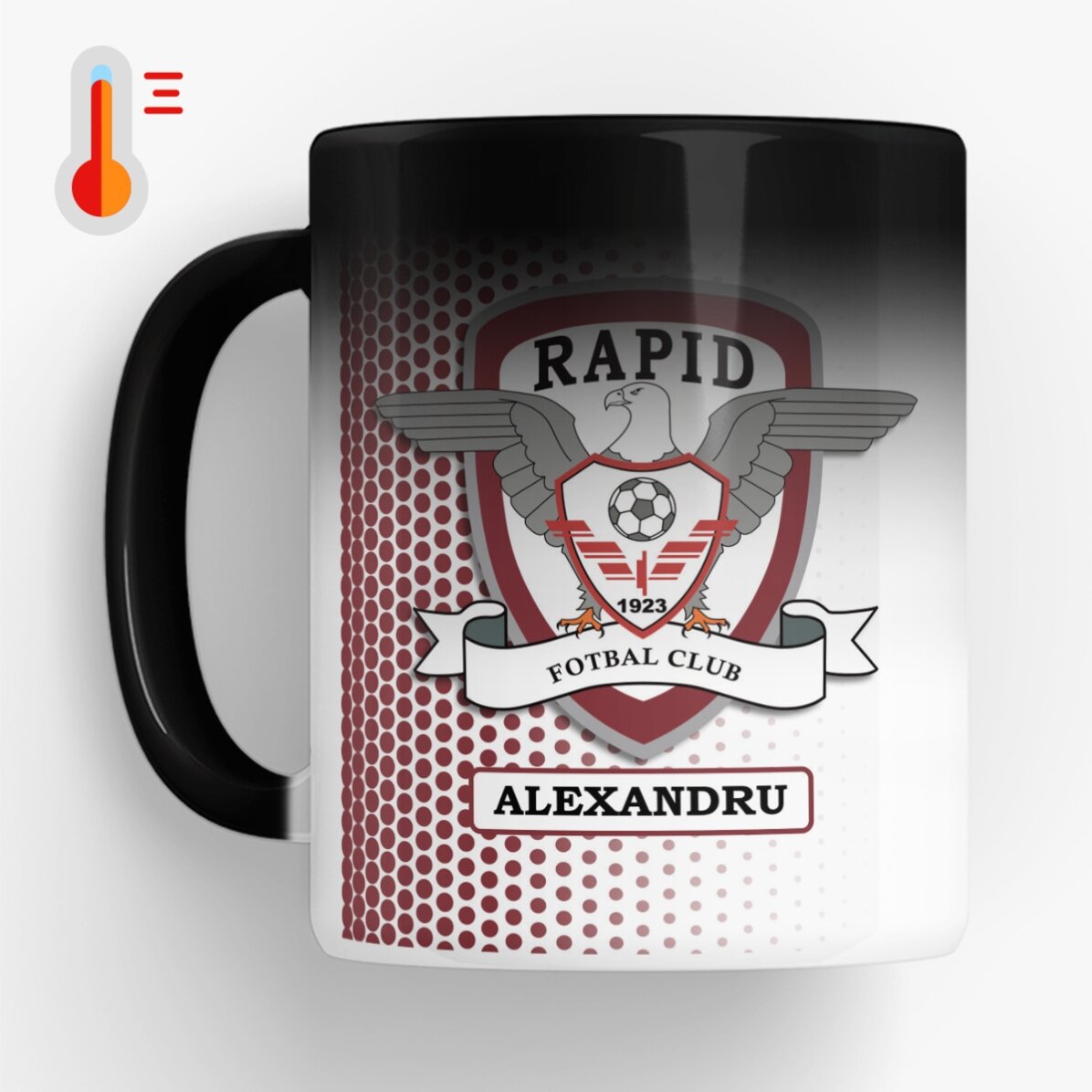 Cană termosensibilă FC Rapid personalizată cu text - FC Rapid 1923