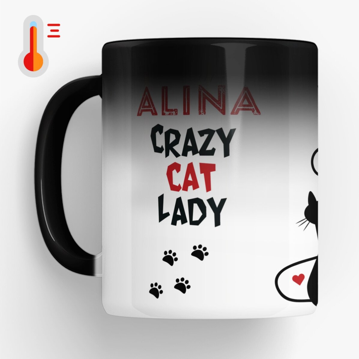 Cană termosensibilă personalizată - Crazy cat 