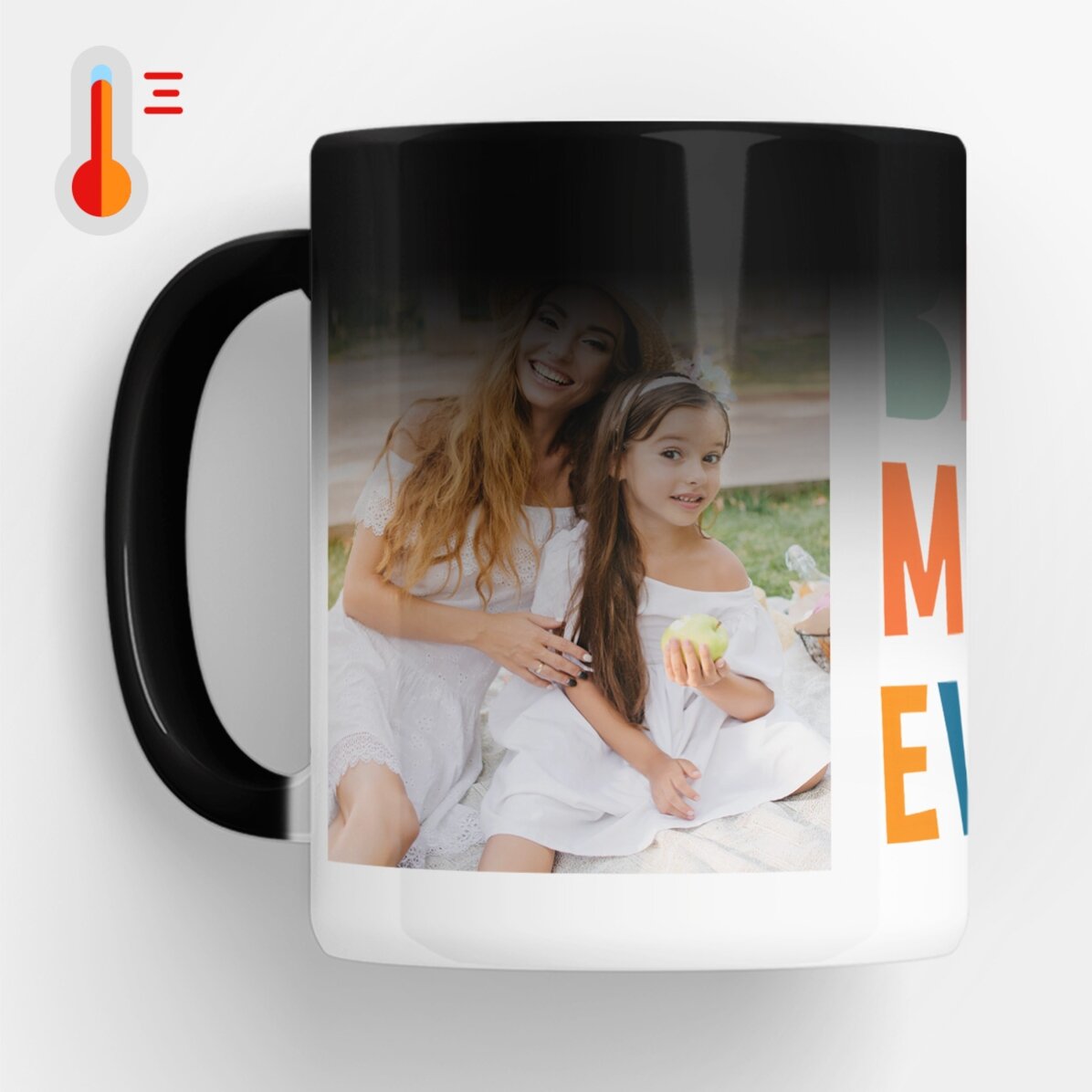 Cană termosensibilă personalizată cu 2 poze - Best mom ever!