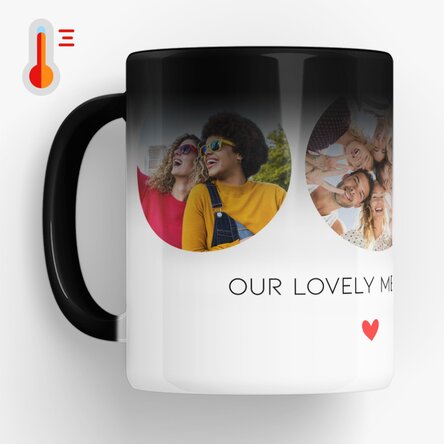 Cană termosensibilă personalizată cu 3 poze și text - Amintiri de neuitat 