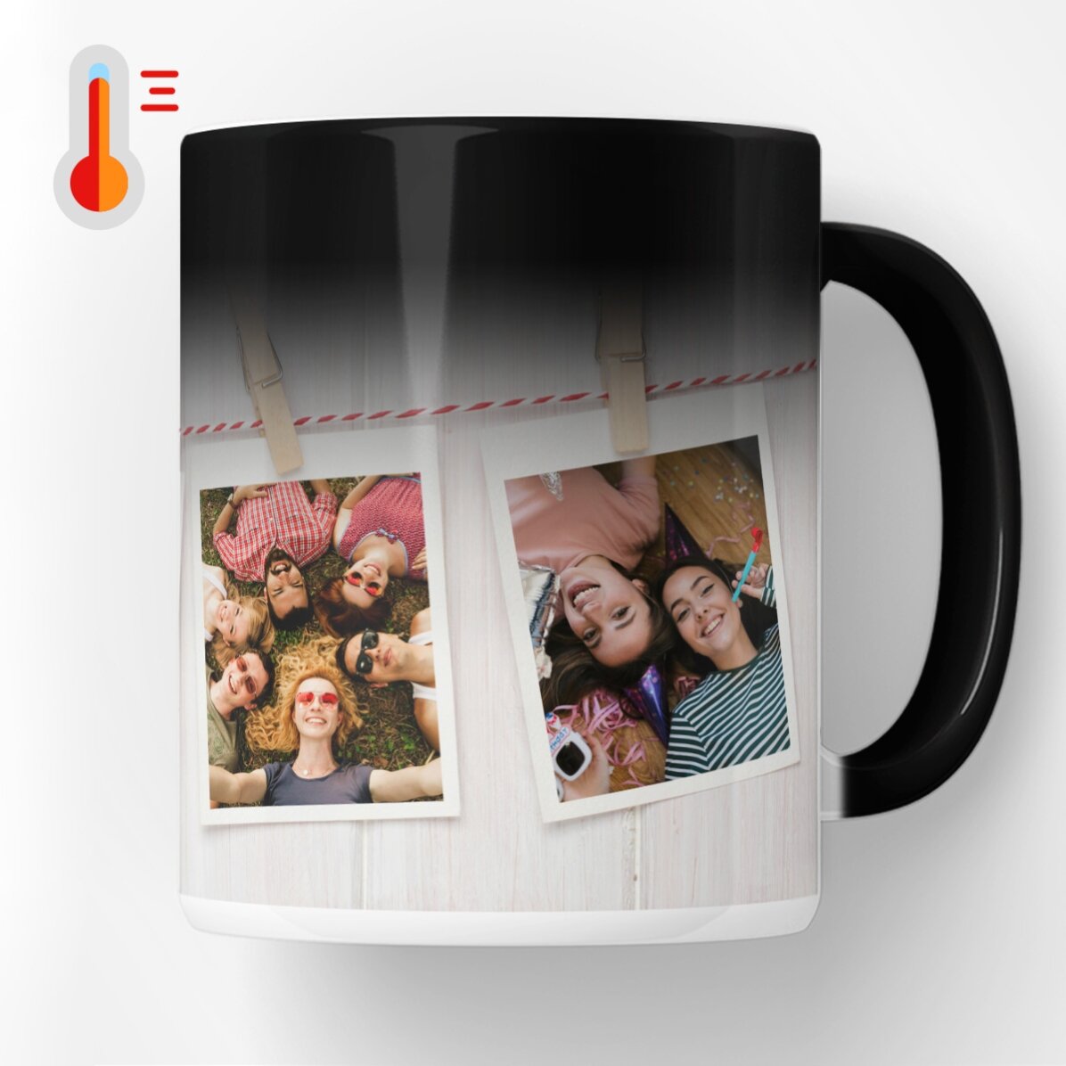 Cană termosensibilă personalizată cu 3 poze stil polaroid 