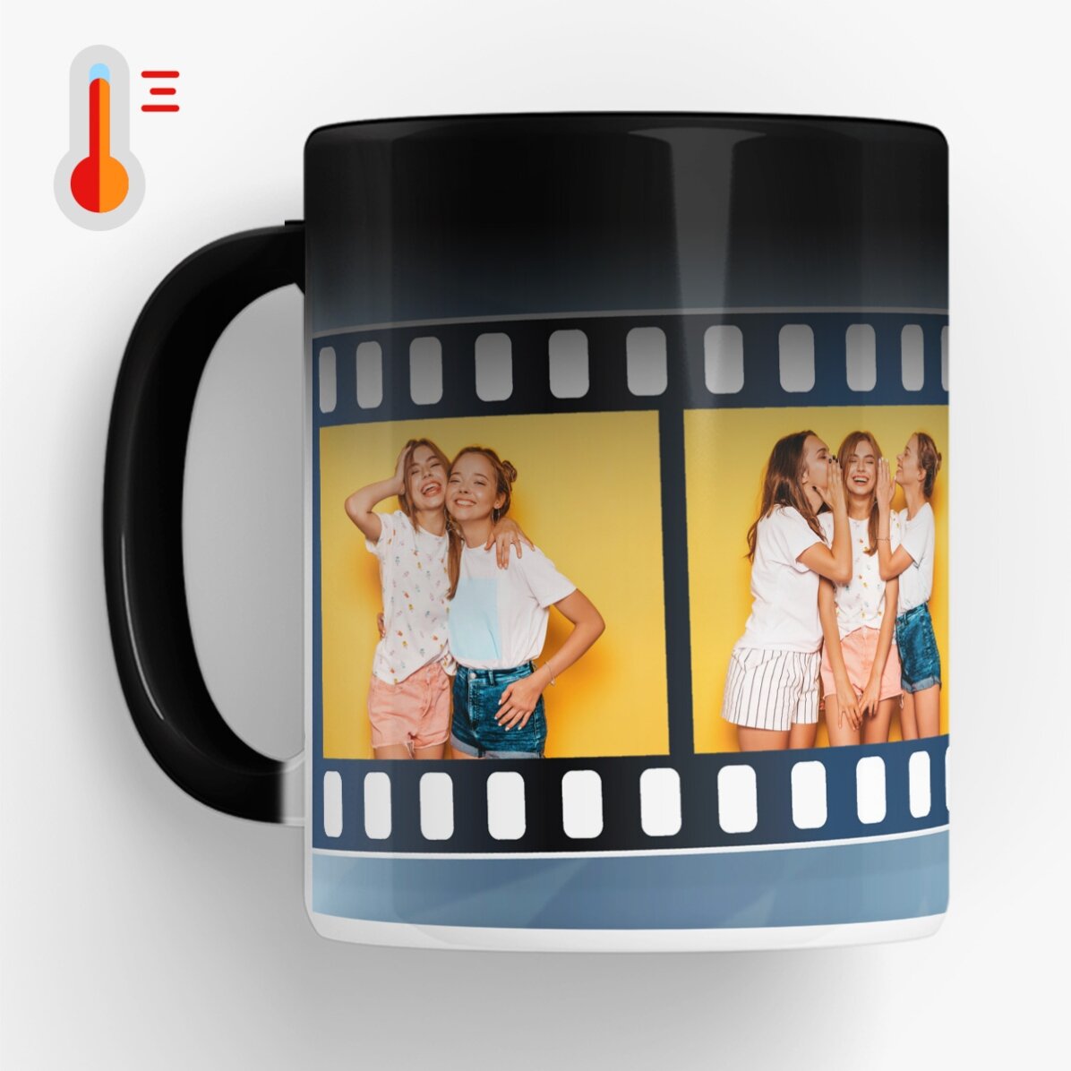 Cană termosensibilă personalizată cu 4 poze în rolă de film