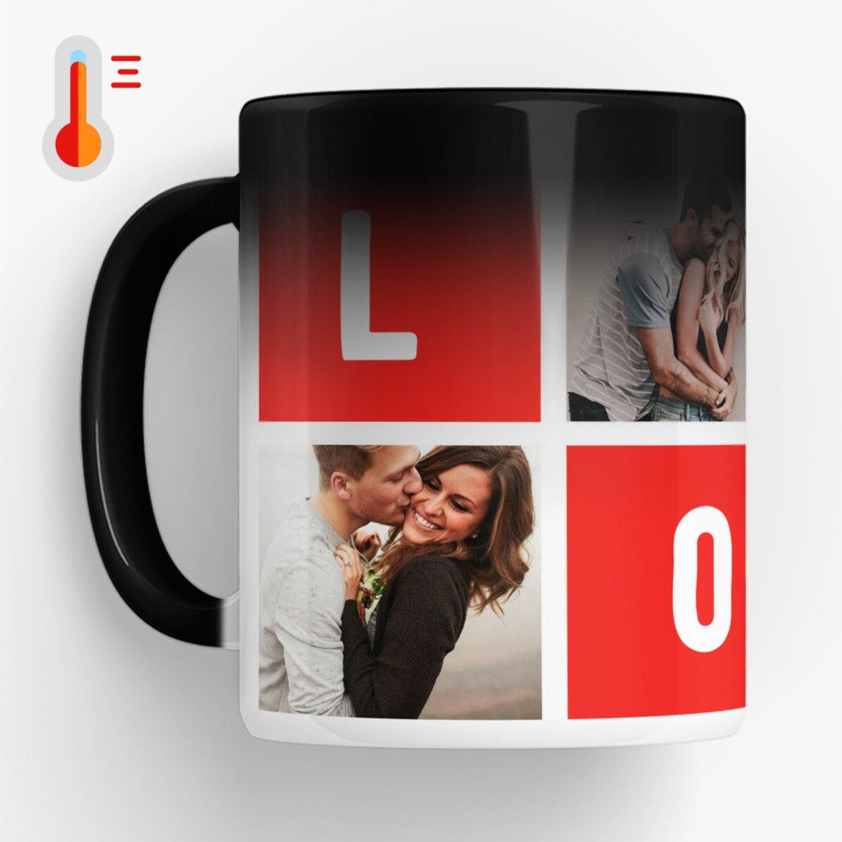 Cană termosensibilă personalizată cu 4 poze love