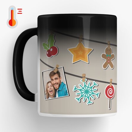 Cană termosensibilă personalizată cu 4 poze - model de Crăciun