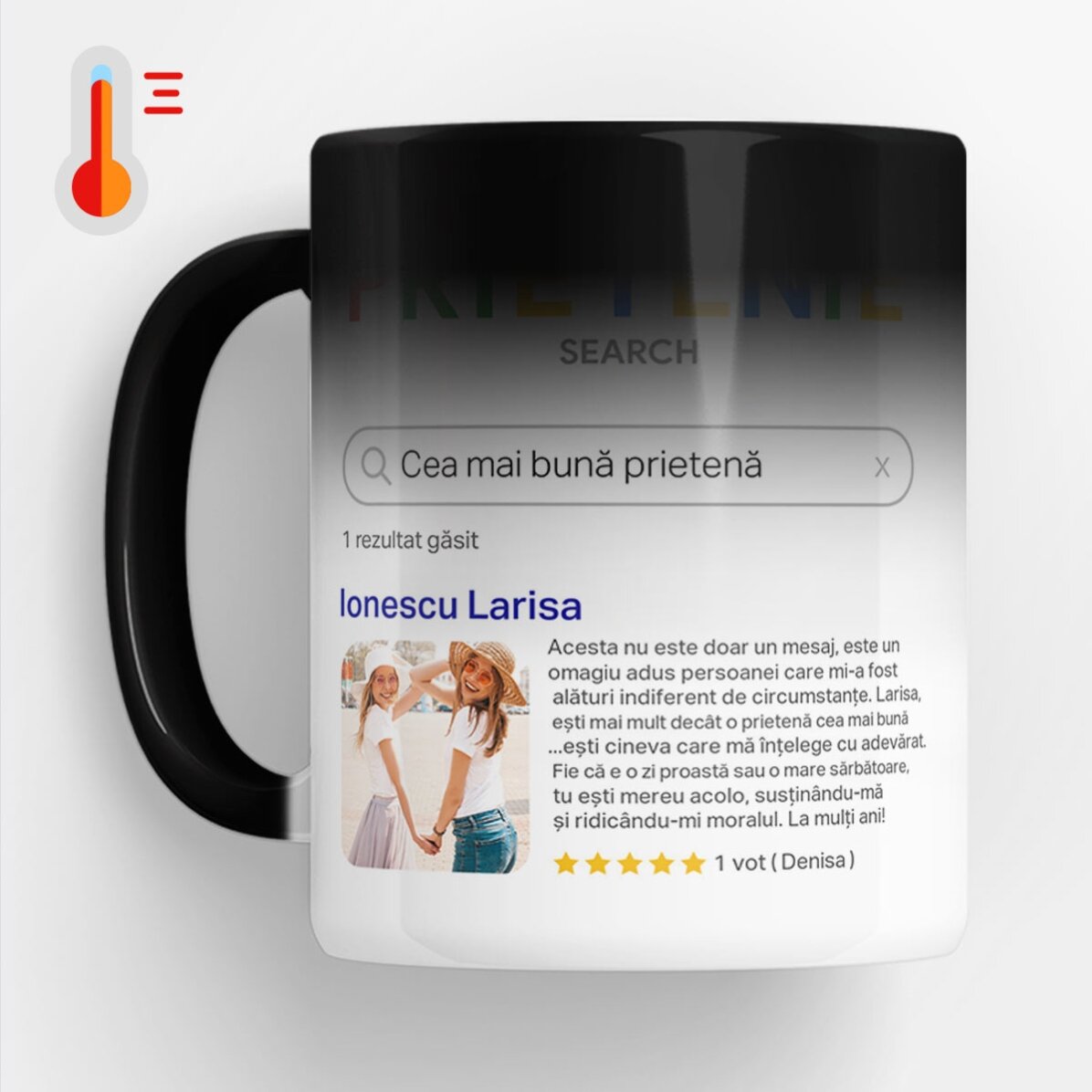 Cană termosensibilă personalizată cu 9 poze și text - Search