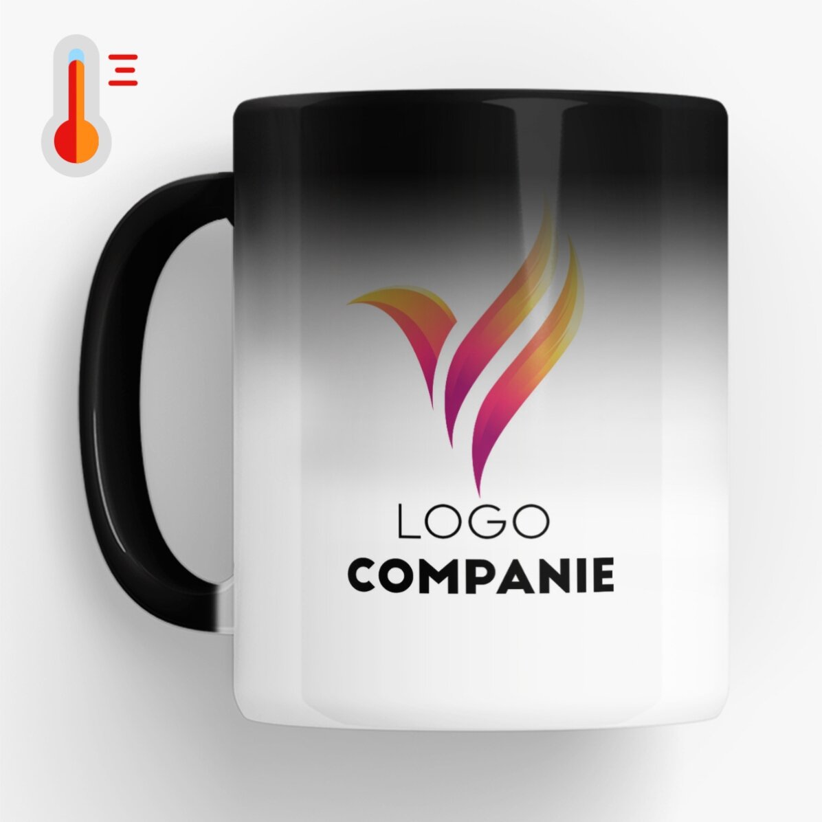 Cană termosensibilă personalizată cu logo pe ambele părți