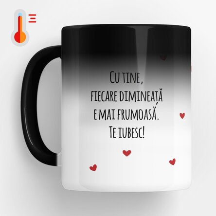 Cană termosensibilă personalizată cu mesaj - Love