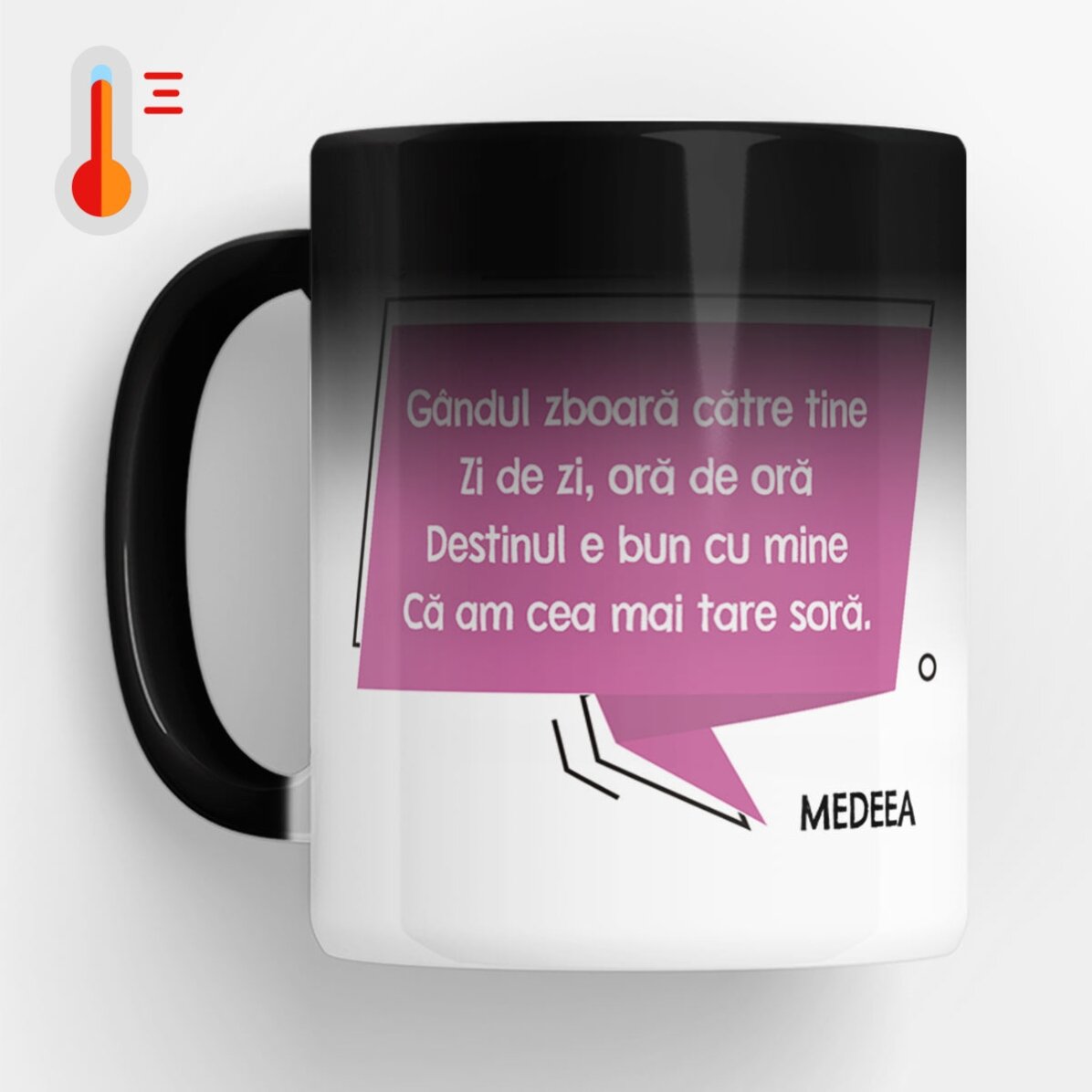 Cană termosensibilă personalizată cu mesaj pentru soră x Flick