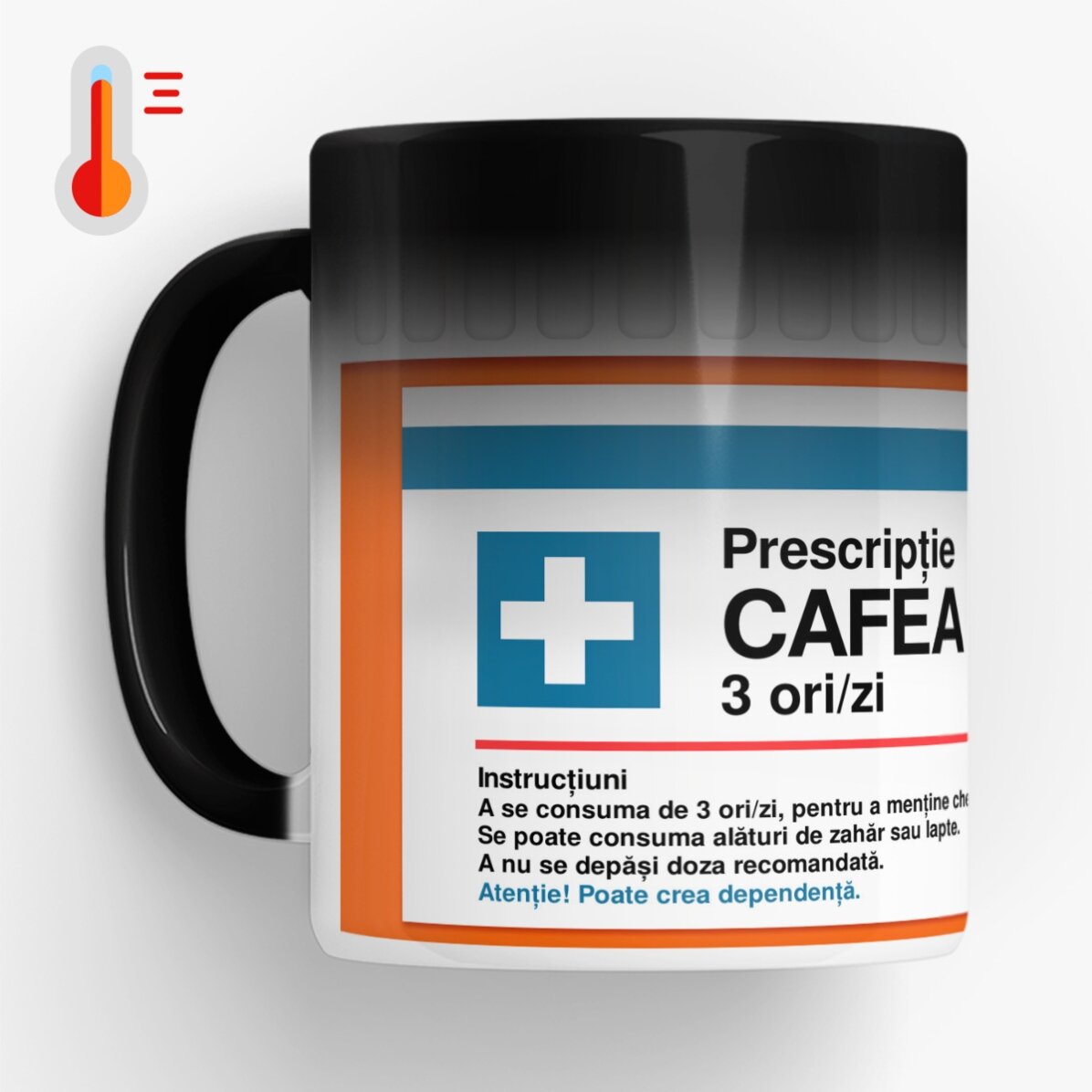 Cană termosensibilă personalizată cu mesaj - Prescripție