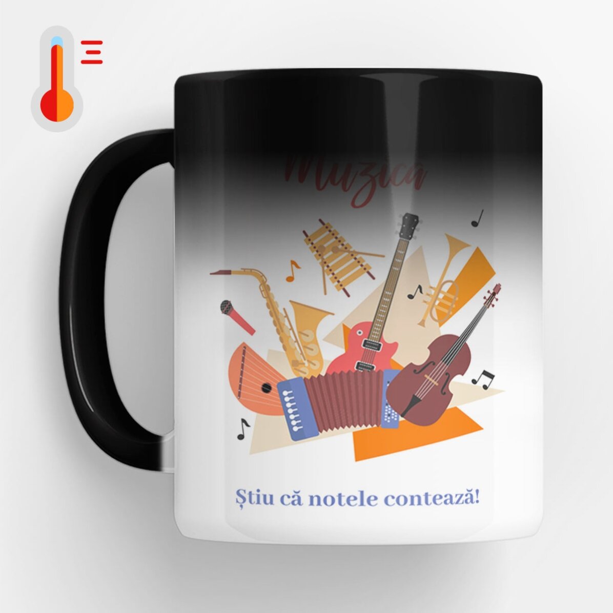 Cană termosensibilă personalizată cu mesaj - Profesor de Educație Muzicală