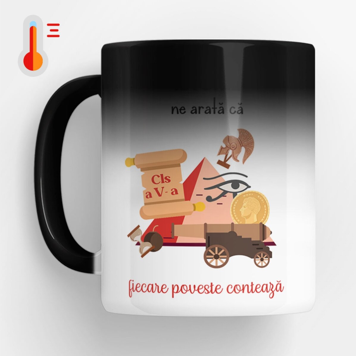 Cană termosensibilă personalizată cu mesaj - Profesor de Istorie