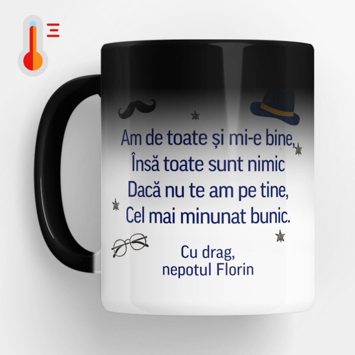 Cană termosensibilă personalizată cu mesaj și poză pentru bunic x Flick