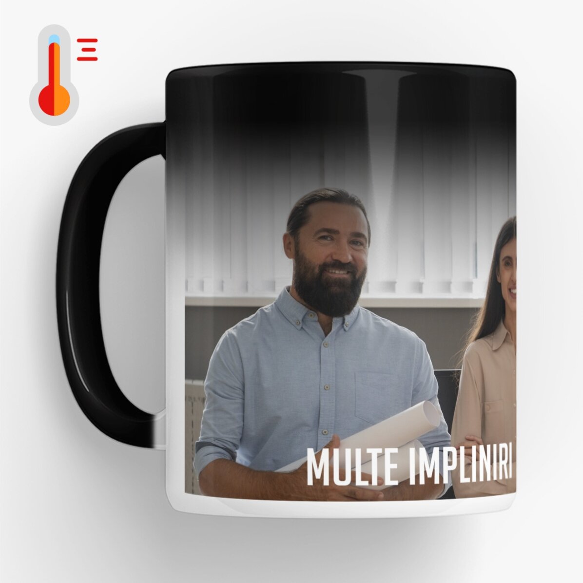 Cană termosensibilă personalizată cu o poză landscape și text