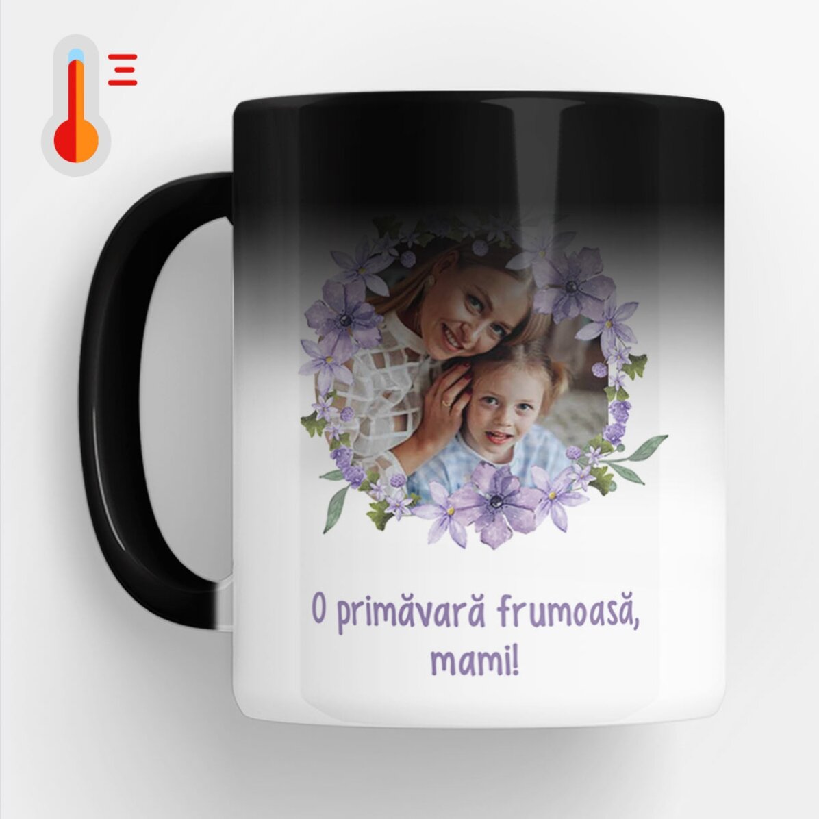 Cană termosensibilă personalizată cu o poză și text - O primăvară frumoasă!