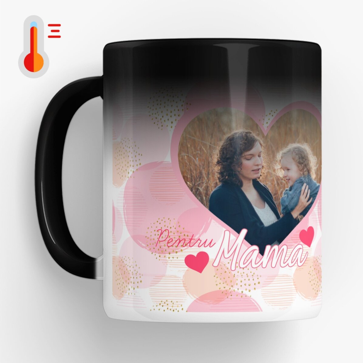 Cană termosensibilă personalizată cu o poză și text - Pentru mama