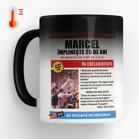 Cană termosensibilă personalizată cu poză și text - Știri mondene 