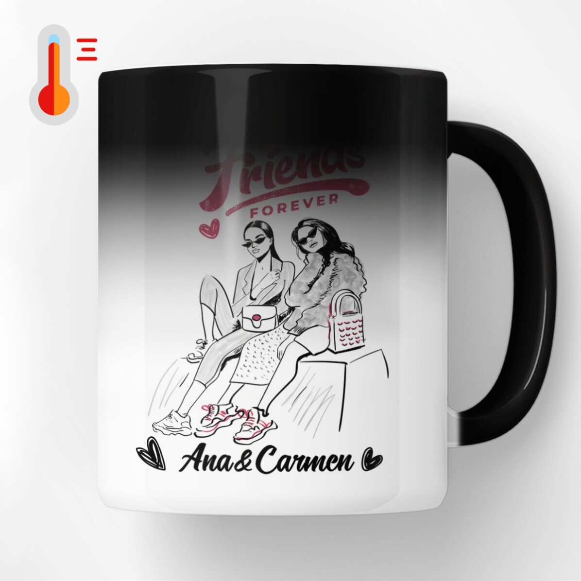 Cană termosensibilă personalizată cu text - Best friends 