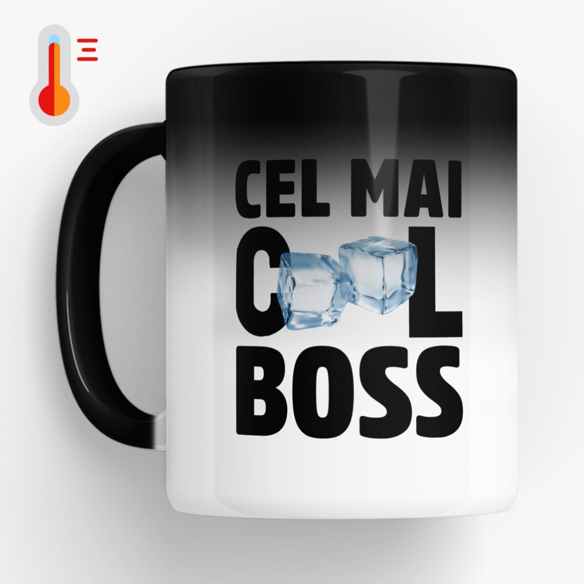 Cană termosensibilă personalizată cu text - Cel mai cool boss 