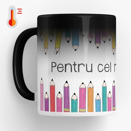 Cană termosensibilă personalizată cu text - Creioane colorate