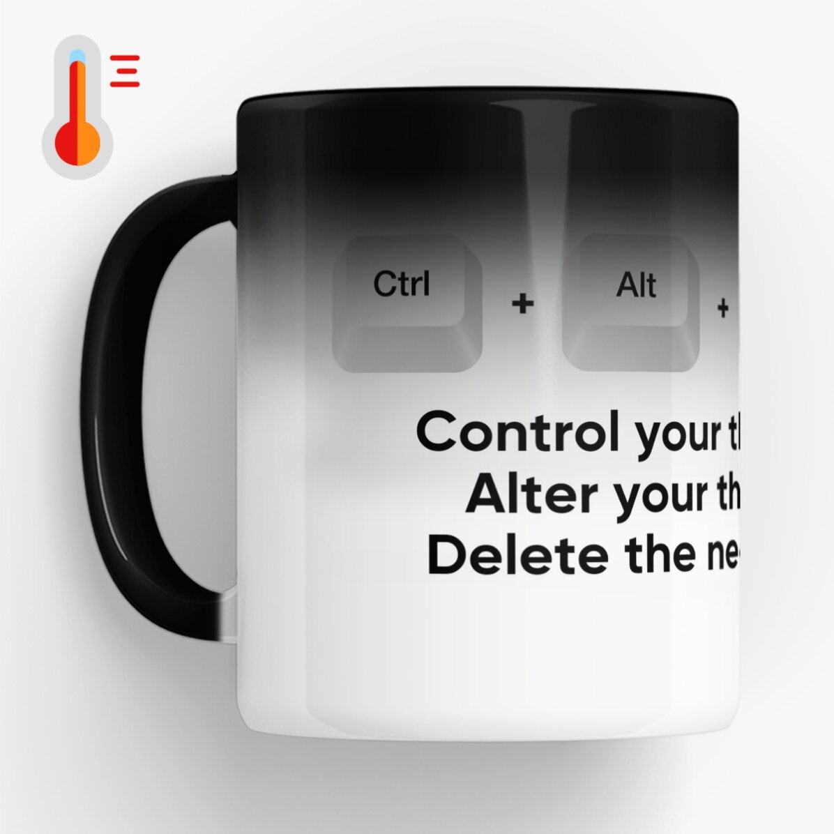 Cană termosensibilă personalizată cu text - Ctrl + Alt + Del