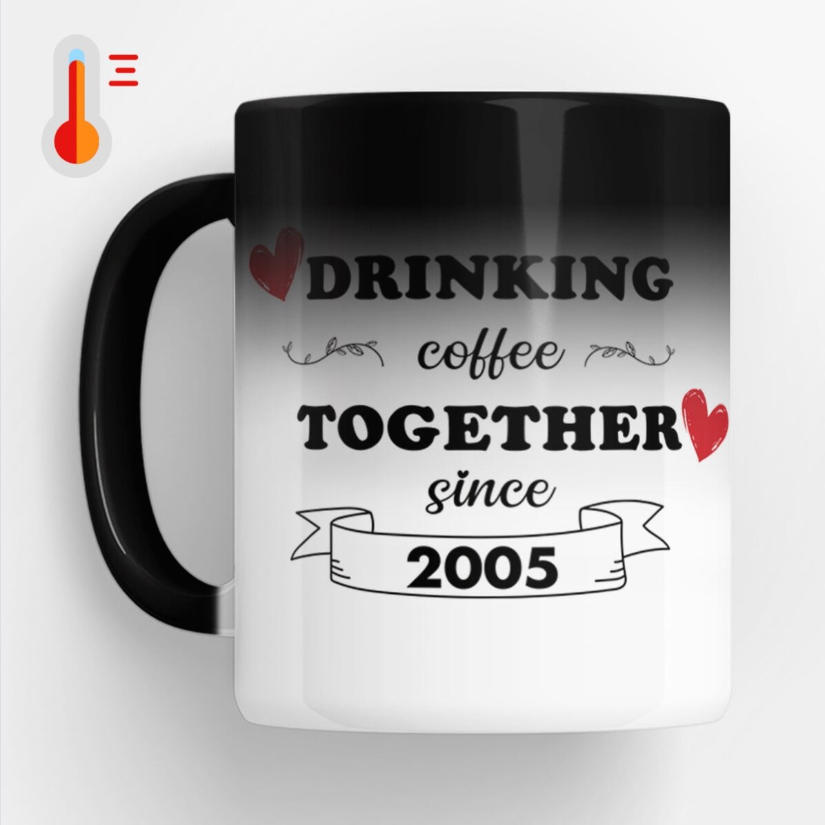 Cană termosensibilă personalizată cu text - Drinking together