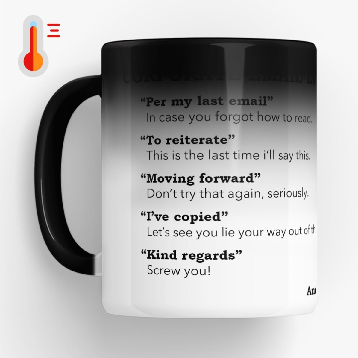 Cană termosensibilă personalizată cu text - Email corporatist 