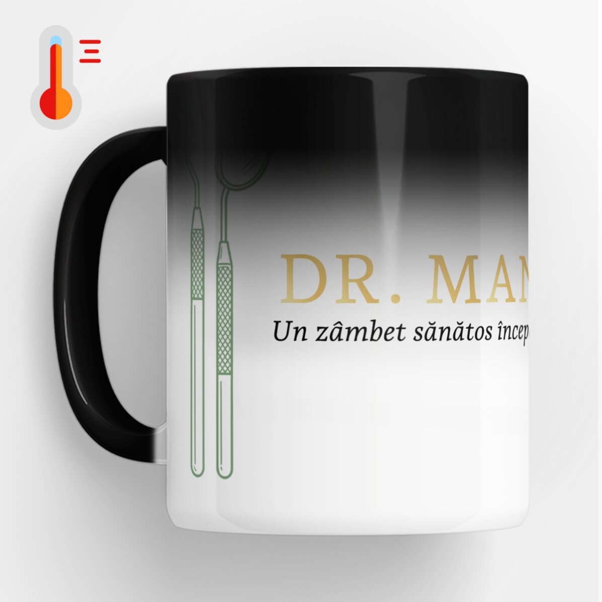 Термочувствителна чаша с персонализиран надпис - Golden Dentist