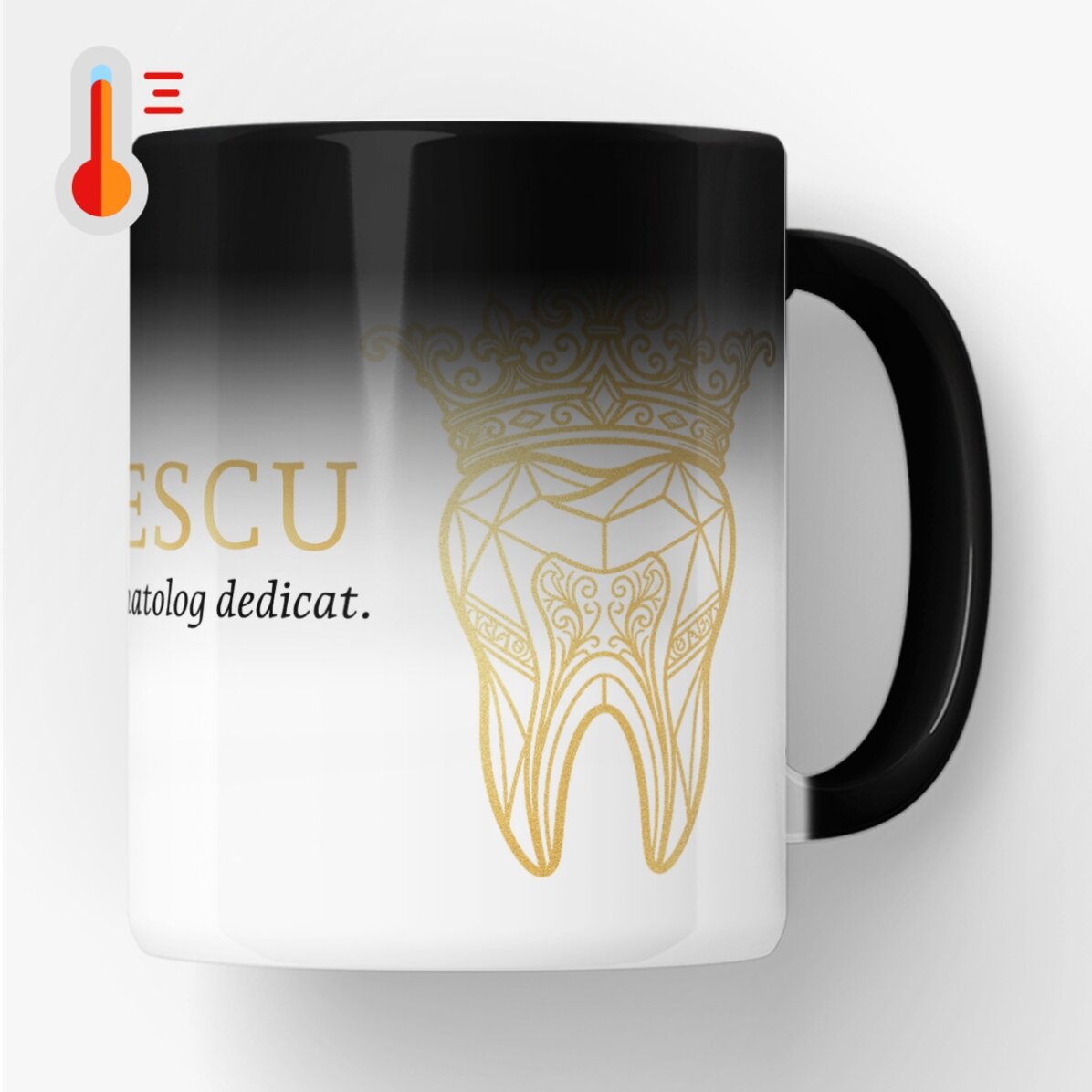 Термочувствителна чаша с персонализиран надпис - Golden Dentist