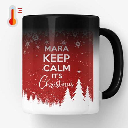 Cană termosensibilă personalizată cu text - Keep calm for Christmas