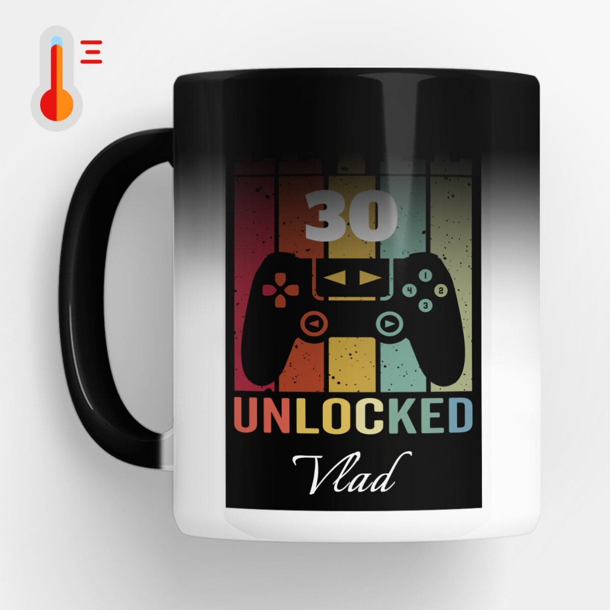 Cană termosensibilă personalizată cu text - Level Unlocked