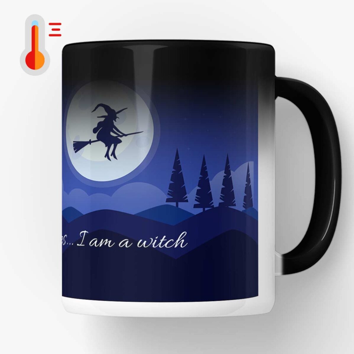 Cană termosensibilă personalizată cu text – model vrăjitoare 